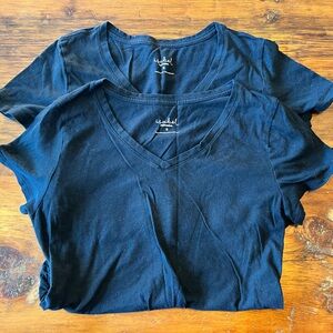 Set of 2 Black V-Neck Maternity Short Sleeve Tops